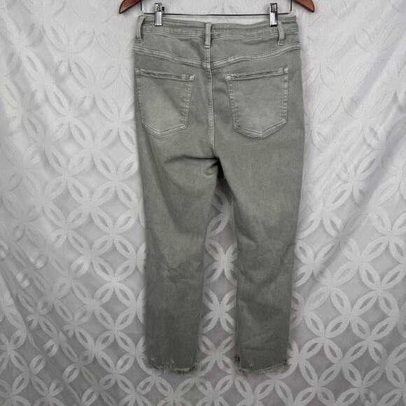 LOVERVET Tummy Control Distressed High Rise Crop Flare Jeans Size 30 - Picture 3 of 6